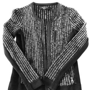 Rag & Bone Knit Jacket with Leather Trim